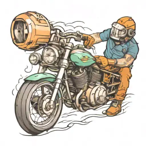 underwater welder creating a motorcycle tattoo design idea