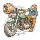 underwater welder creating a motorcycle tattoo design idea