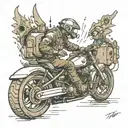 underwater welder creating a motorcycle tattoo design idea