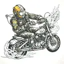 underwater welder creating a motorcycle tattoo design idea