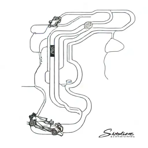44 with the layout of the silverstone track from formula 1 tattoo design idea