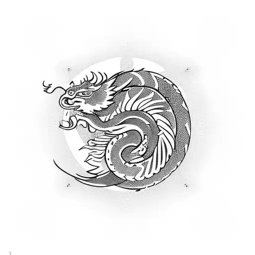 A traditional tattoo design incorporating a dragon, snake, horse, rooster, and rabbit tattoo design idea