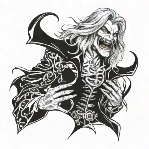 alucard baring his teeth tattoo design idea