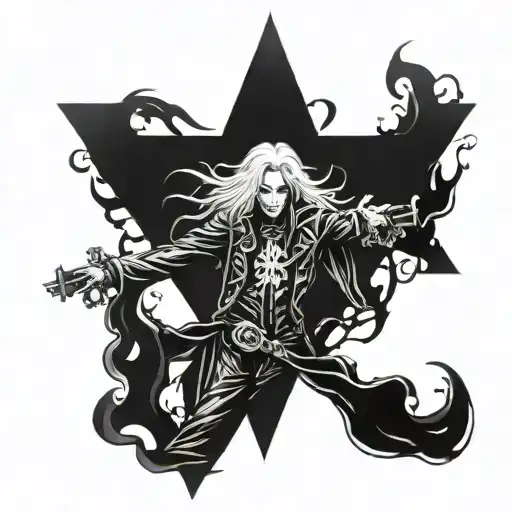 alucard on a cross tattoo design idea
