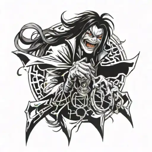 alucard hellsing baring his teeth tattoo design idea