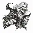 alucard baring his teeth tattoo design idea
