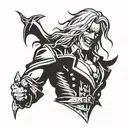 alucard baring his teeth tattoo design idea