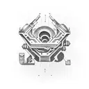 car engine with turbo heart tattoo design idea