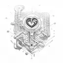 engine with turbo as my heart tattoo design idea