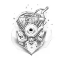 engine with turbo as my heart tattoo design idea