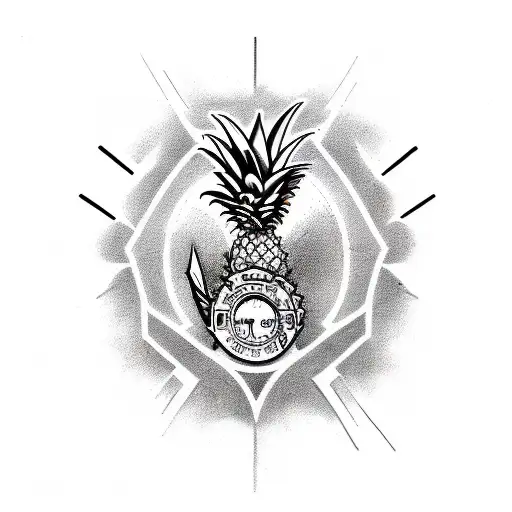 Pineapple skiing  tattoo design idea