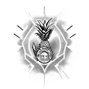 Pineapple skiing  tattoo design idea