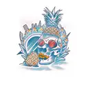 Pineapple ski tattoo design idea