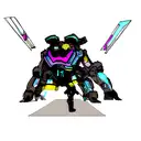 Combine elements from Overwatch and cyberpunk tattoo design idea