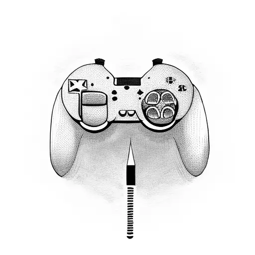A detailed illustration of a game controller tattoo design idea