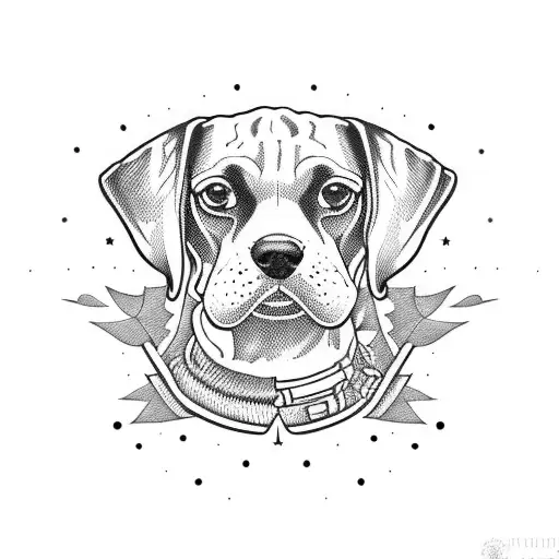 little green men looking at a beagle  tattoo design idea