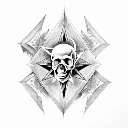 skull and pentagram tattoo design idea