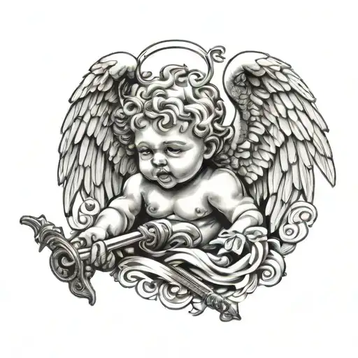 gangster cherub angel tattoo design idea