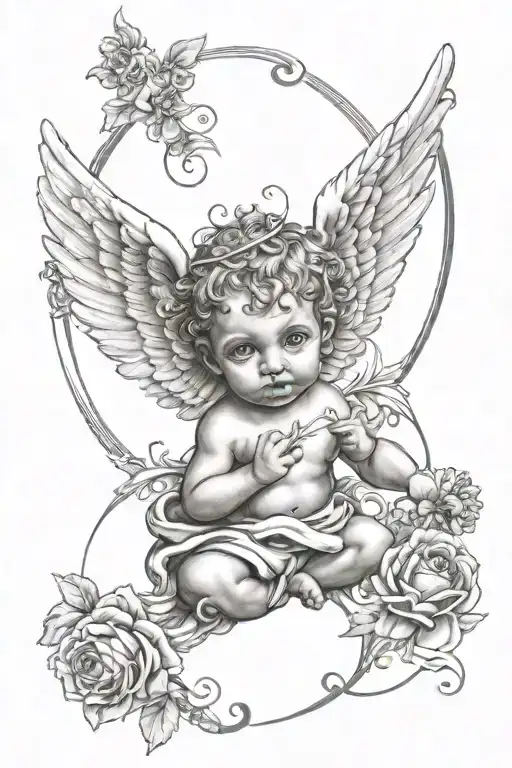 gangster cherub angel tattoo design idea