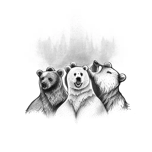 3 bears walking  tattoo design idea