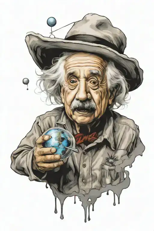 einstein holding helium tattoo design idea