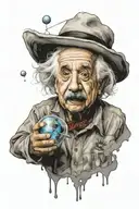 einstein holding helium tattoo design idea