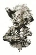 einstein holding helium tattoo design idea