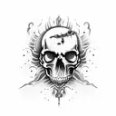 A dark and haunting blackwork design featuring a skull engulfed in nebulae tattoo design idea