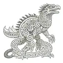 Quetzalcoatl and Tezcatlipoca, half animal, half human tattoo design idea