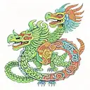 Quetzalcoatl and Tezcatlipoca, half animal, half human tattoo design idea