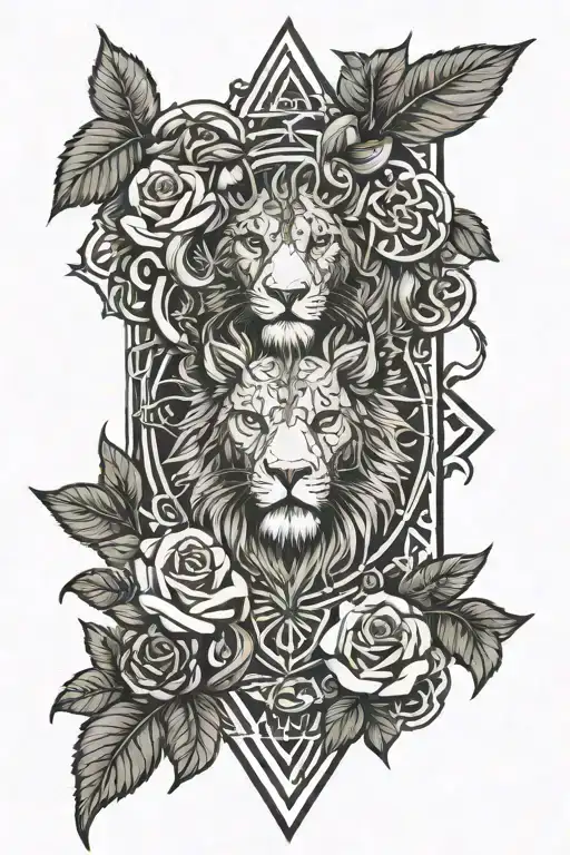 Viking runes, "I am the storm", rose flowers, lion, heart vs brain, evolution, fire or candles, evolution  tattoo design idea