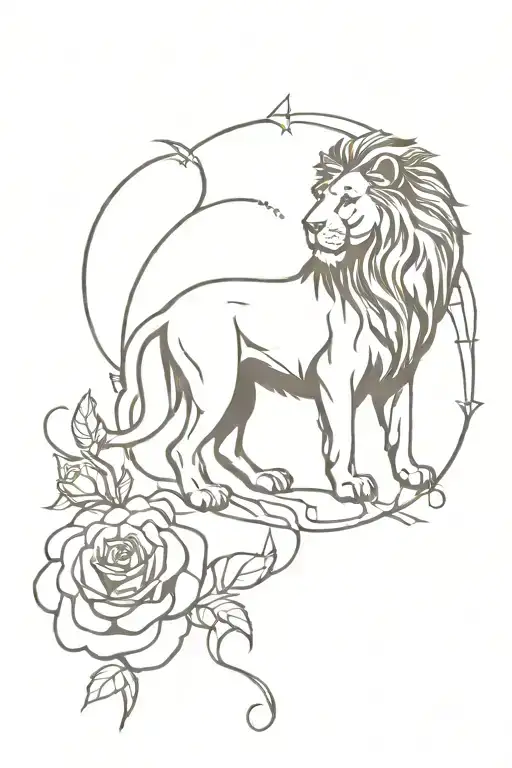 lion, heart vs brain, rose flower, sérotonine, "I am the storm", fire/ candles, Viking runes tattoo design idea