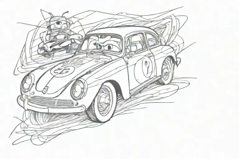 Herbie the love bug racing lightning mcqueen tattoo design idea
