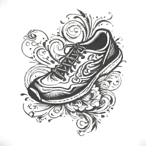 shoe print tattoo with 26.2  tattoo design idea