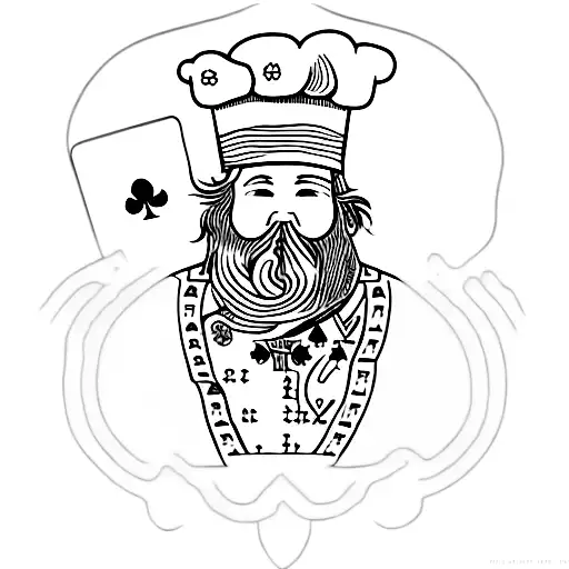 Jack of clubs card chef tattoo design idea