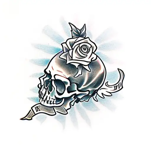 skull blindfolded  tattoo design idea