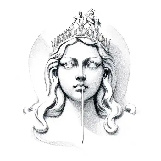 lady justice face tattoo design idea