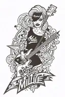 Rock and Roll with the name "Millie" tattoo design idea