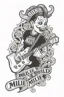 Rock and Roll with the name "Millie" tattoo design idea