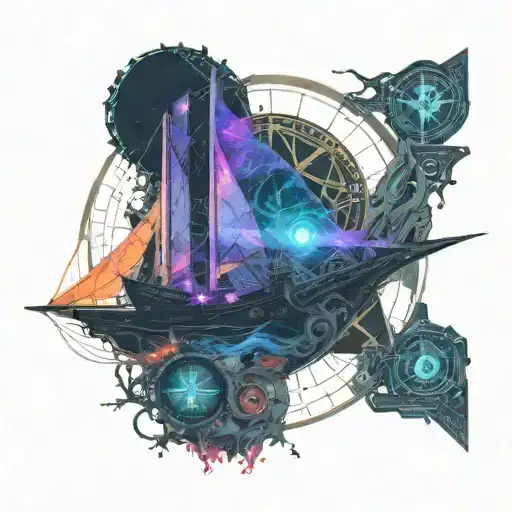 grimreaper below sucking ship, ocean, old ship with sails, blackhole, man overboard tattoo design idea