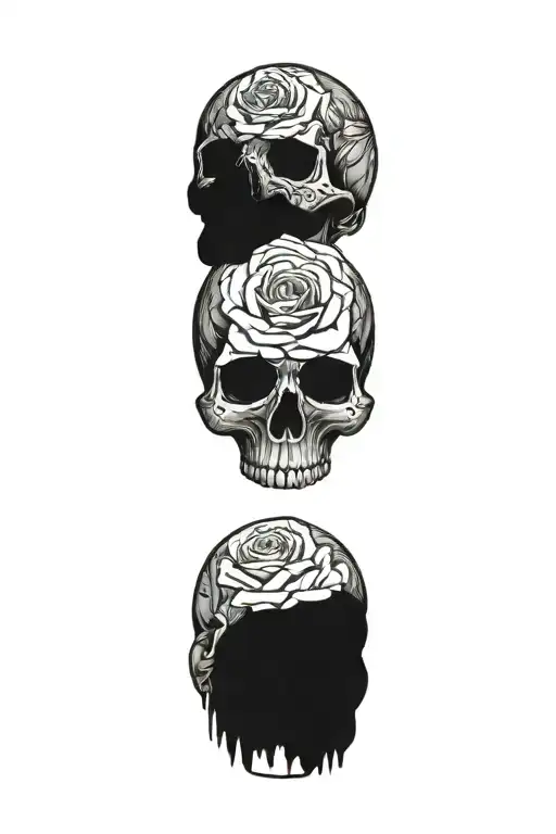 mini black skulls with roses for eyes on each finger tattoo design idea