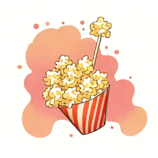 popcorn kernel, cartoon, face, logo tattoo design idea