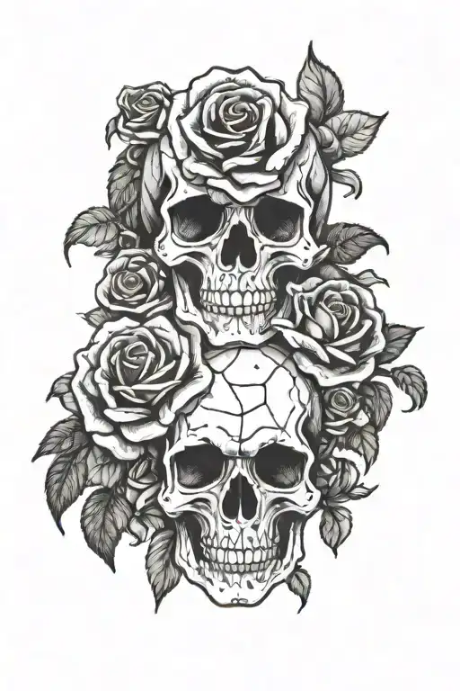 mini black skulls with roses for eyes on each finger tattoo design idea