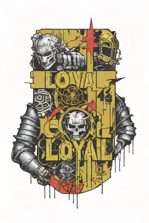 text "loyal", knight, gustave dore tattoo design idea