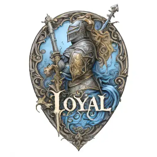 text "loyal", knight, gustave dore tattoo design idea