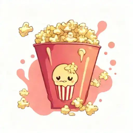 popcorn kernel, cartoon, face tattoo design idea