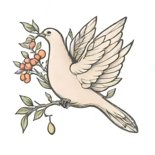 dove with olive branch tattoo design idea