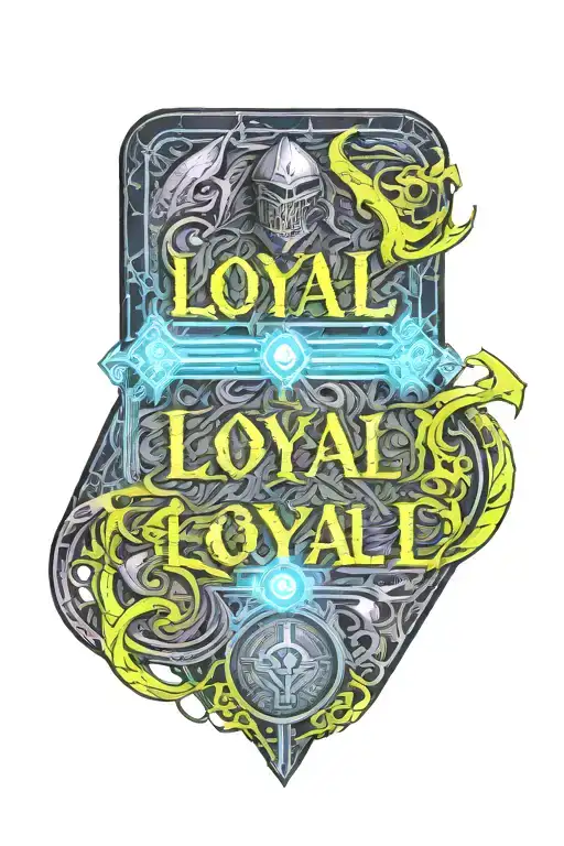 text "loyal", knight, gustave dore tattoo design idea