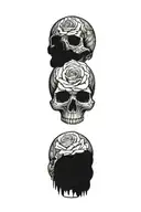 mini black skulls with roses for eyes on each finger tattoo design idea