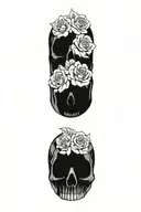 mini black skulls with roses for eyes on each finger tattoo design idea